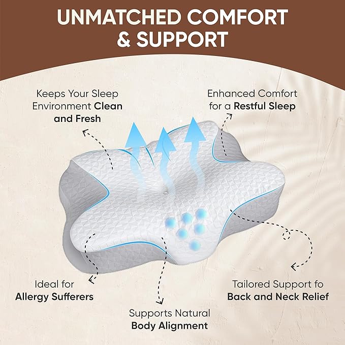 Cervical Pillow for Neck Pain Relief and Shoulder - Contour Memory Foam Pillows - Orthopedic Bed Pillow - Ergonomic Neck Support for Side Back Stomach Sleepers