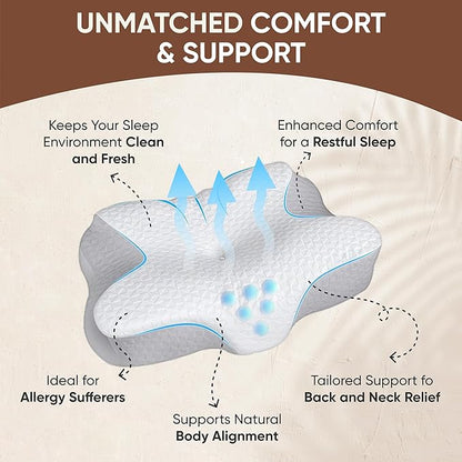 Cervical Pillow for Neck Pain Relief and Shoulder - Contour Memory Foam Pillows - Orthopedic Bed Pillow - Ergonomic Neck Support for Side Back Stomach Sleepers
